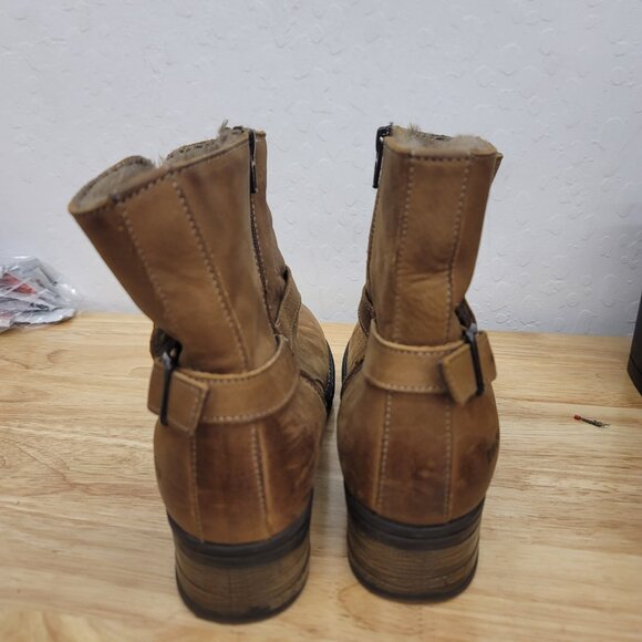 Taos Combo Leather Boot Faux Fur Lining Snap Buckle Side Zip Brown Women's 10 - Picture 3 of 11